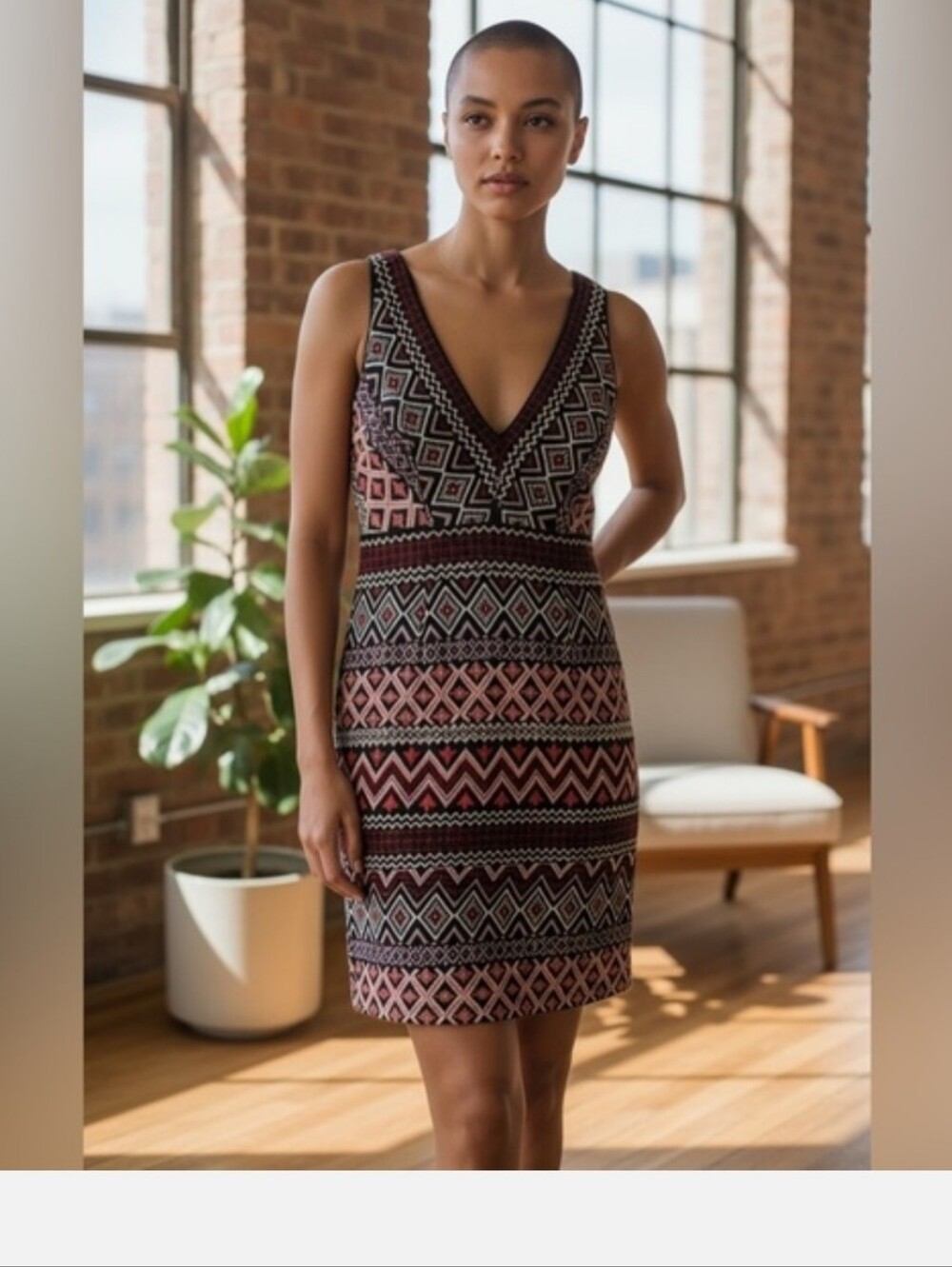 Akemi + Kin Geometric Embroidered Mini Dress Anthropologie Size 0